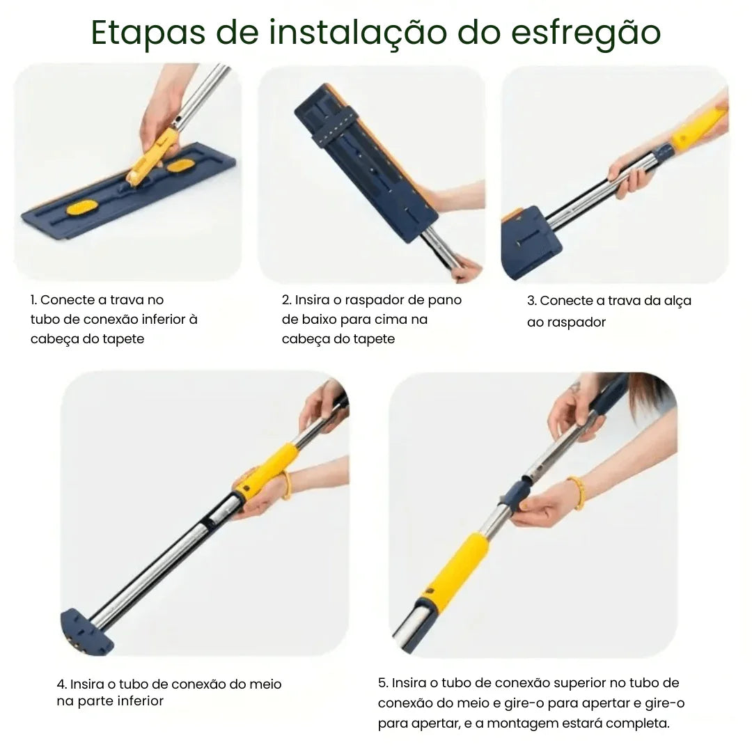 Mop de Limpeza Flat Slim 360º + Balde Retrátil