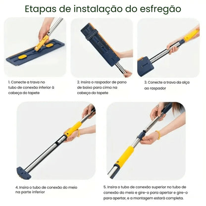 Mop de Limpeza Flat Slim 360º + Balde Retrátil