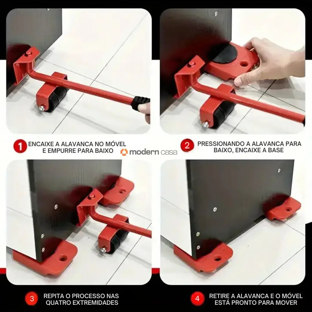 Movedor e Levantador de Móveis – Kit Profissional 150kg (5 Peças)