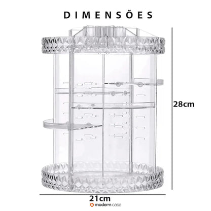 Organizador de Maquiagem Acrílico Giratório 360°