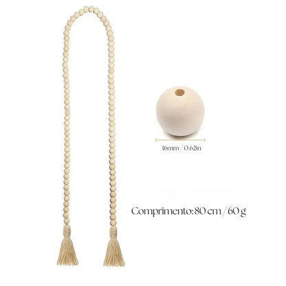 Pingente de Madeira Natural com Guirlanda de Juta