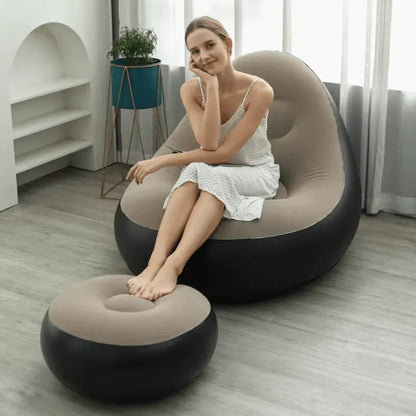 Poltrona e Puff Inflável Descanso Preguiçoso