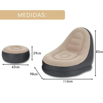 Poltrona e Puff Inflável Descanso Preguiçoso