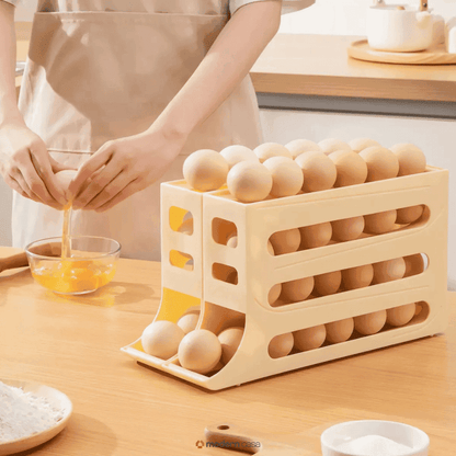 Organizador Porta-Ovos com Rolagem Automática