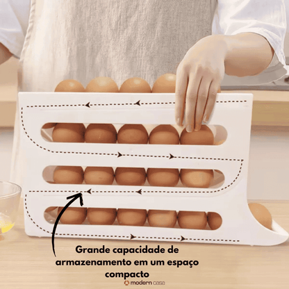 Organizador Porta-Ovos com Rolagem Automática