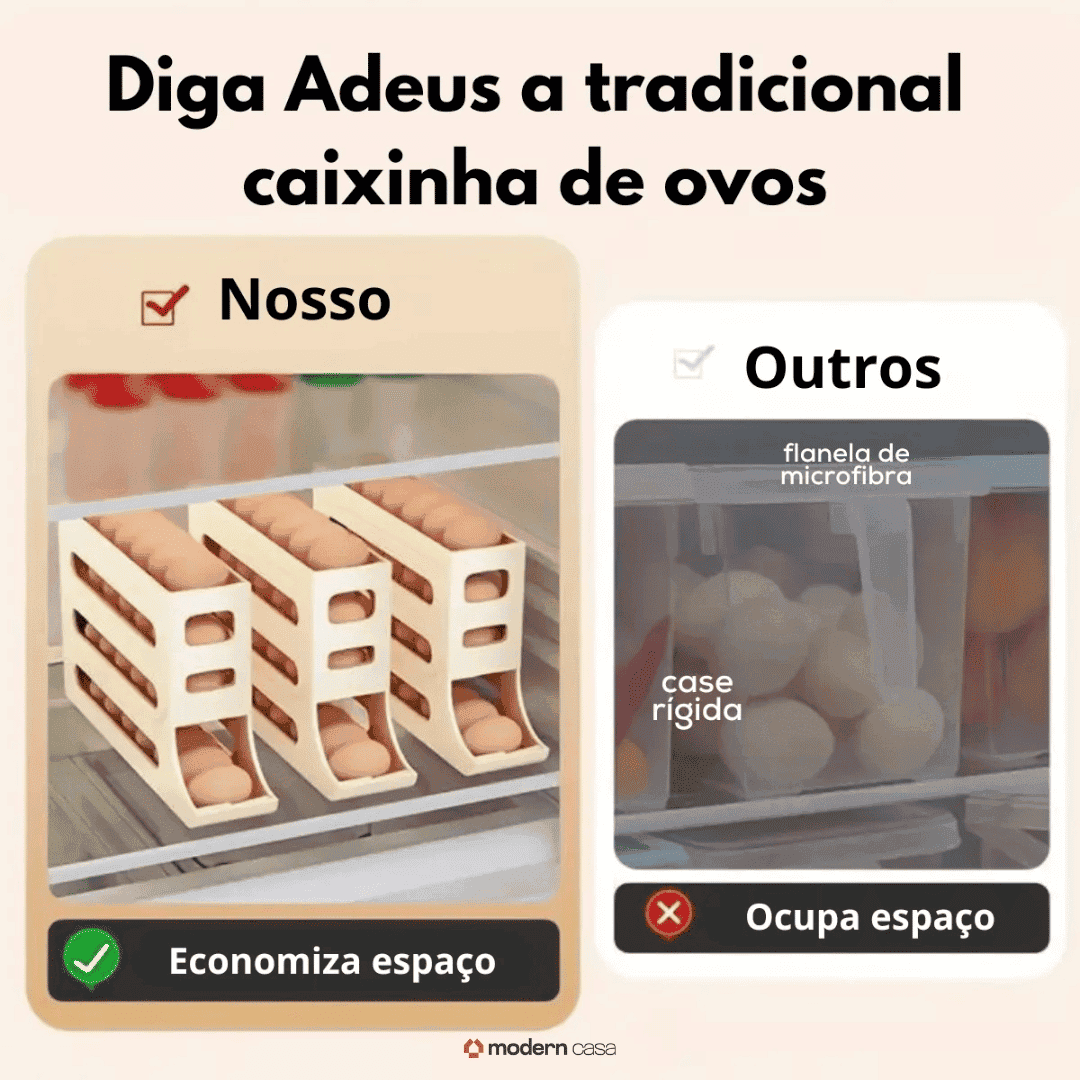 Organizador Porta-Ovos com Rolagem Automática