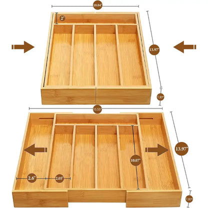 Porta Talheres em Bambu Extensível