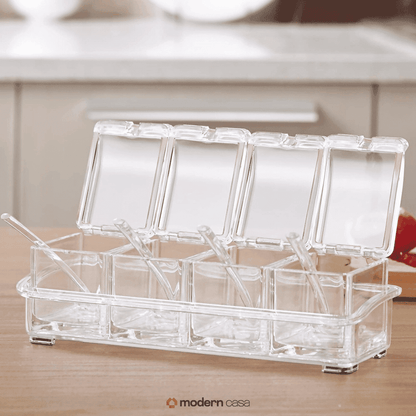 Porta Temperos e Condimentos Acrílico 4 Potes Organizadores