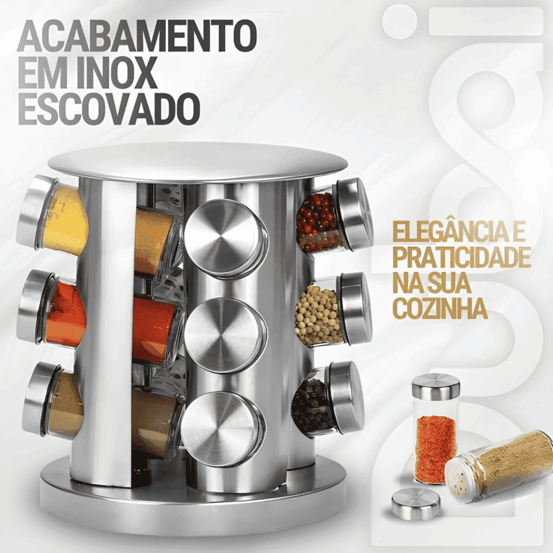 Porta Temperos e Condimentos Giratório 12 Peças