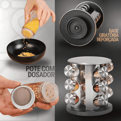 Porta Temperos e Condimentos Giratório 12 Peças