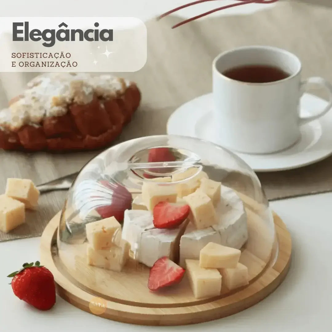 Queijeira de Bambu Com Tampa