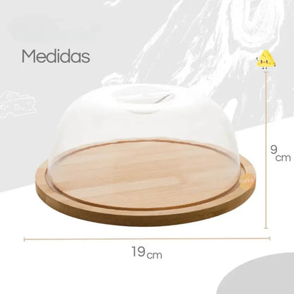 Queijeira de Bambu Com Tampa