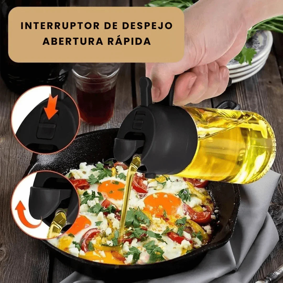 Porta Azeite de Vidro 2 em 1 Spray e Borrifador