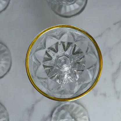 Taças de Vidro com Borda Dourada Diamond Jogo de 6 Peças