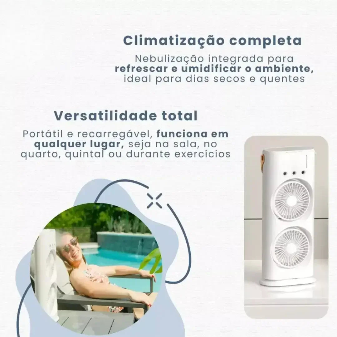 Umidificador Climatizador Portátil com Led 3 em 1