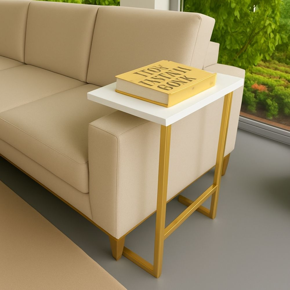 Mesinha Apoio Braço Sofa Lateral Apoiar Objetos Pés de Ferro