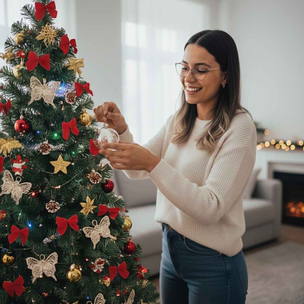 Kit Completo de Árvore de Natal 1,5m com 84 Enfeites